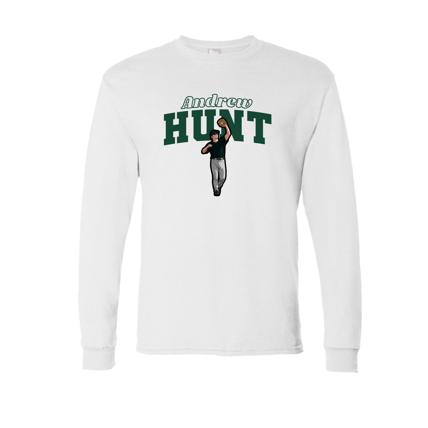 Long Sleeve Tee — Name Arch in White