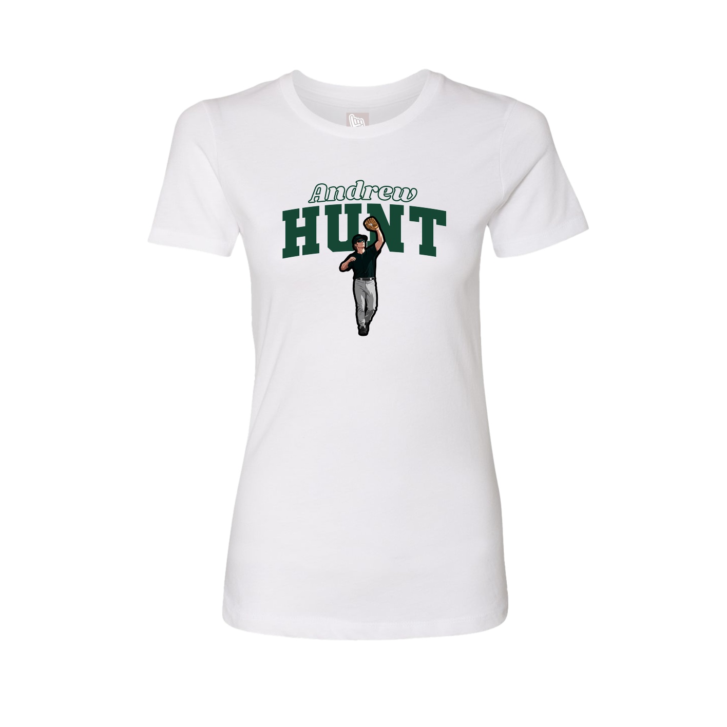 Fitted Women's Tee — Name Arch in White