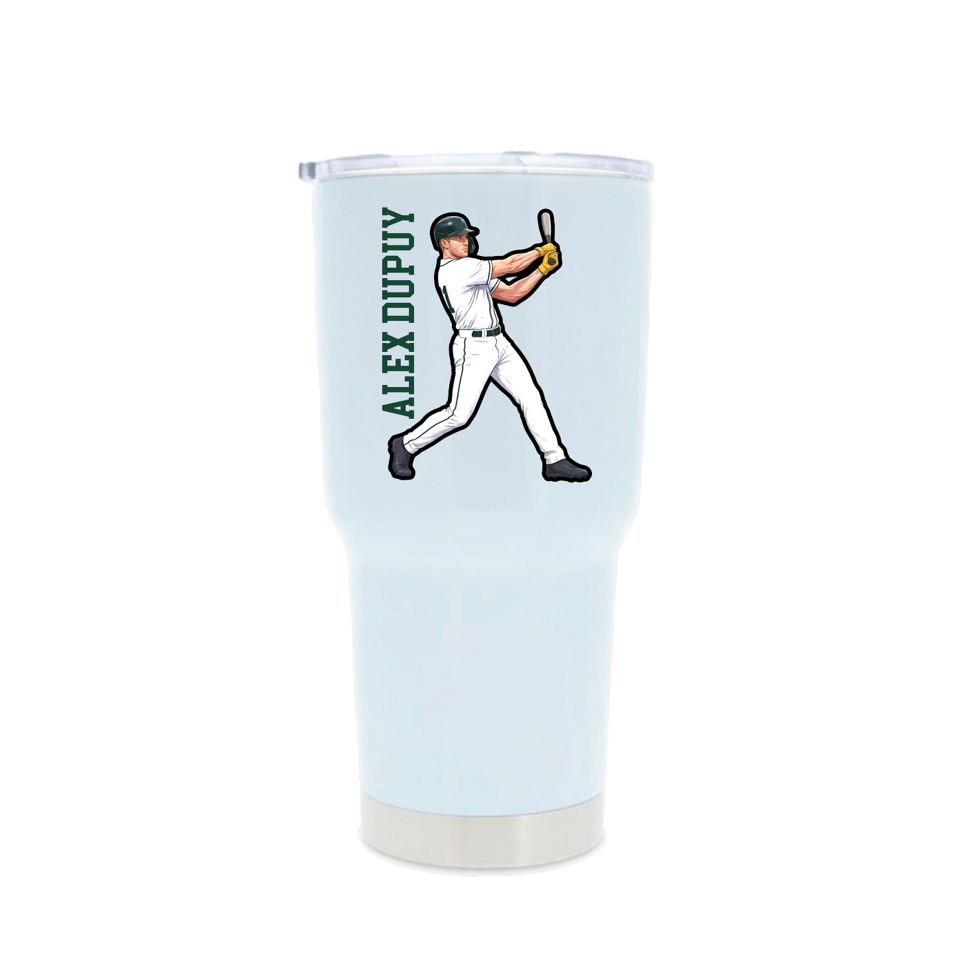 30oz Stainless Steel Tumbler — Name Vertical in White