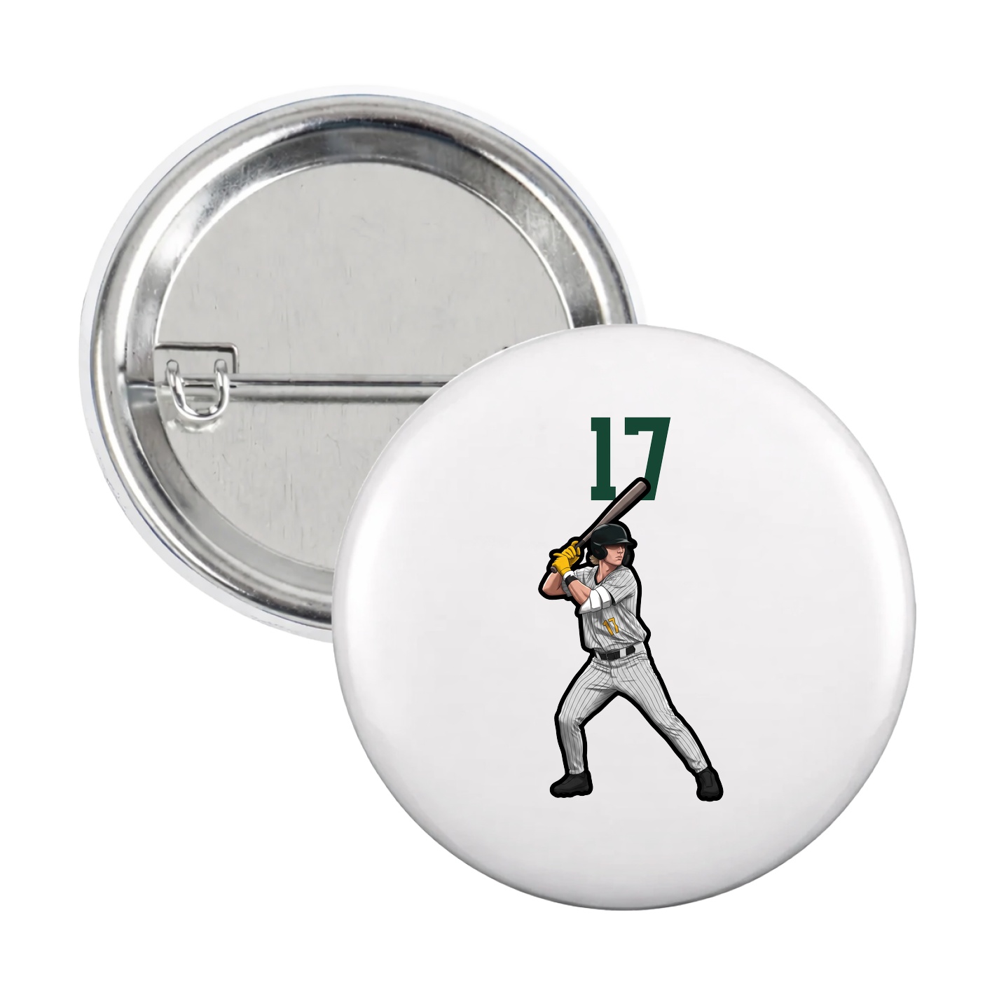 Game Day Button — Number Top in White