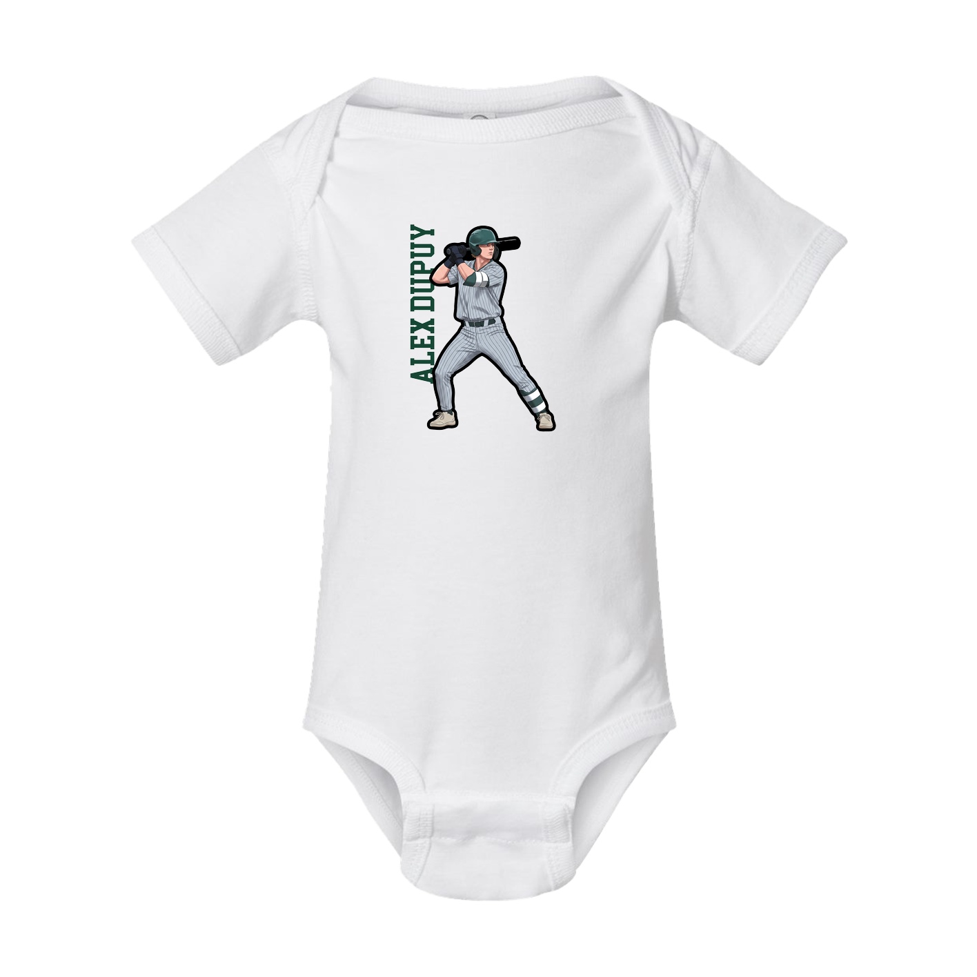Baby Onesie — Name Vertical in White