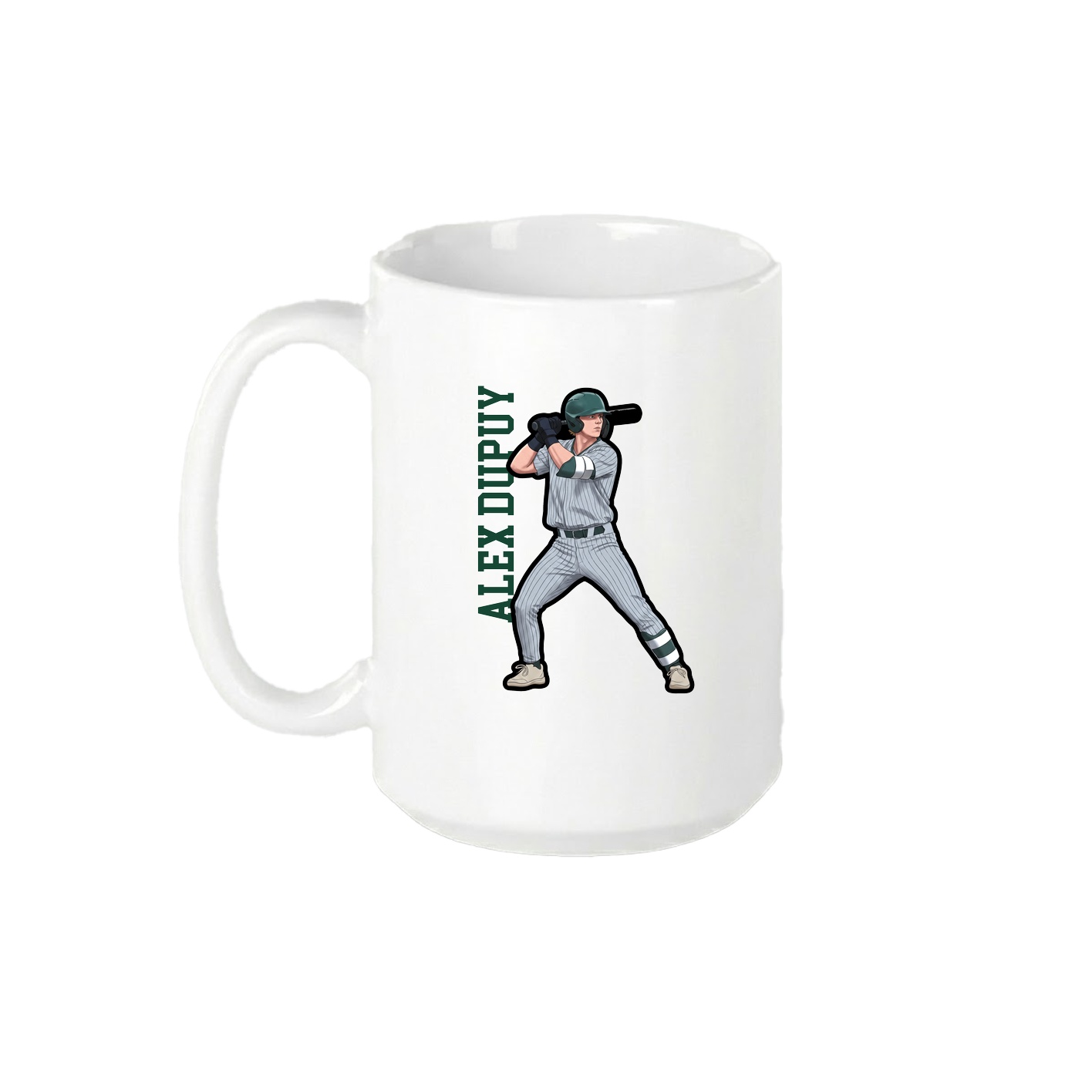 15oz Coffee Mug — Name Vertical in White