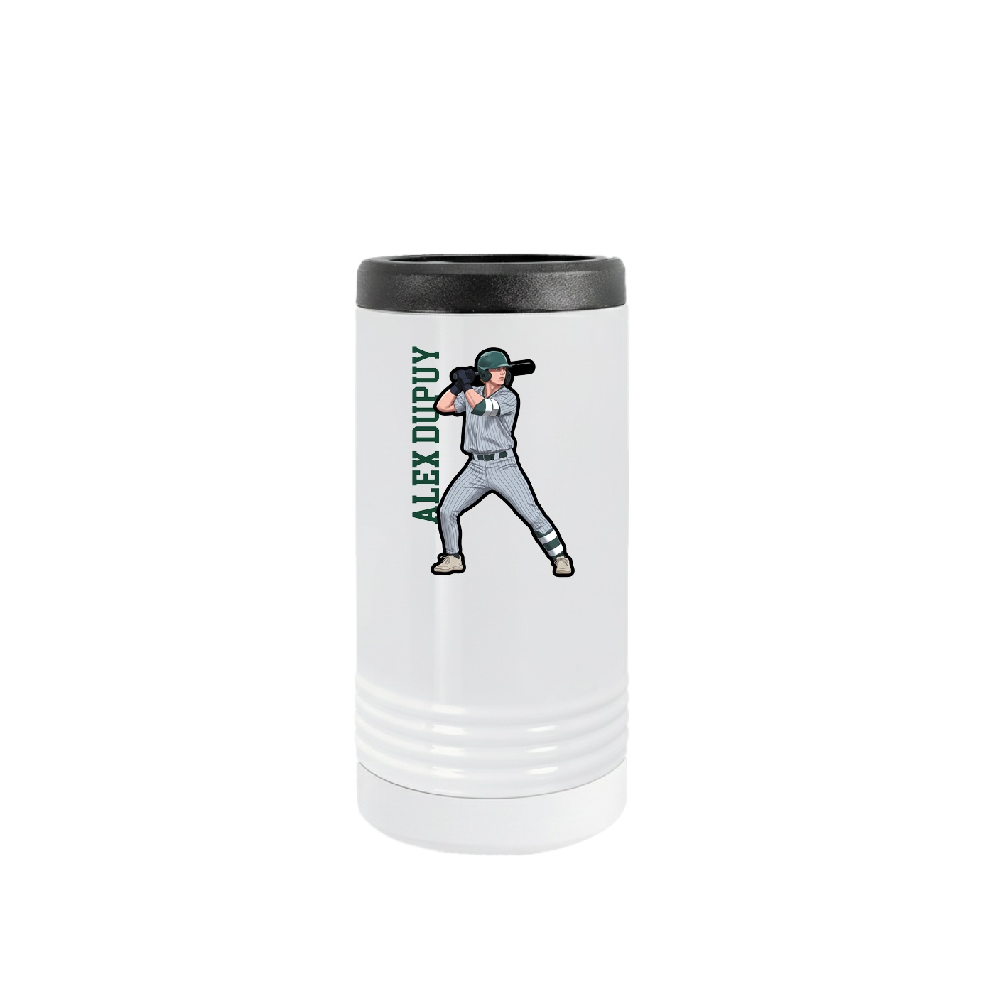 Slim Beverage Holder — Name Vertical in White