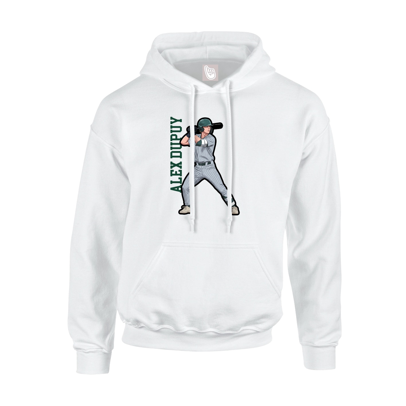 Youth Hoodie — Name Vertical in White