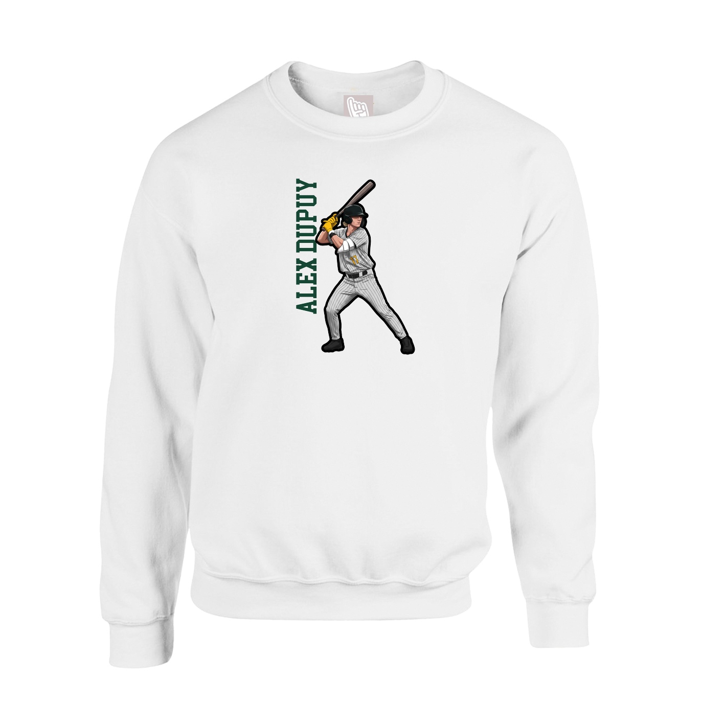 Fleece Crew — Name Vertical in White
