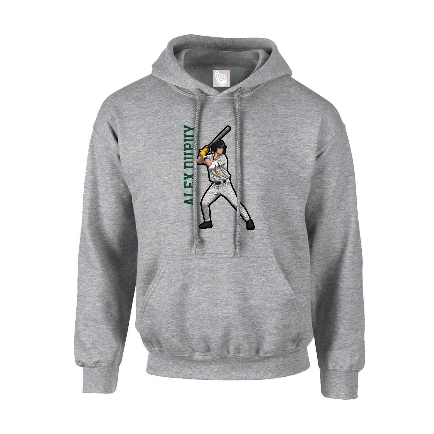 Youth Hoodie — Name Vertical in Grey