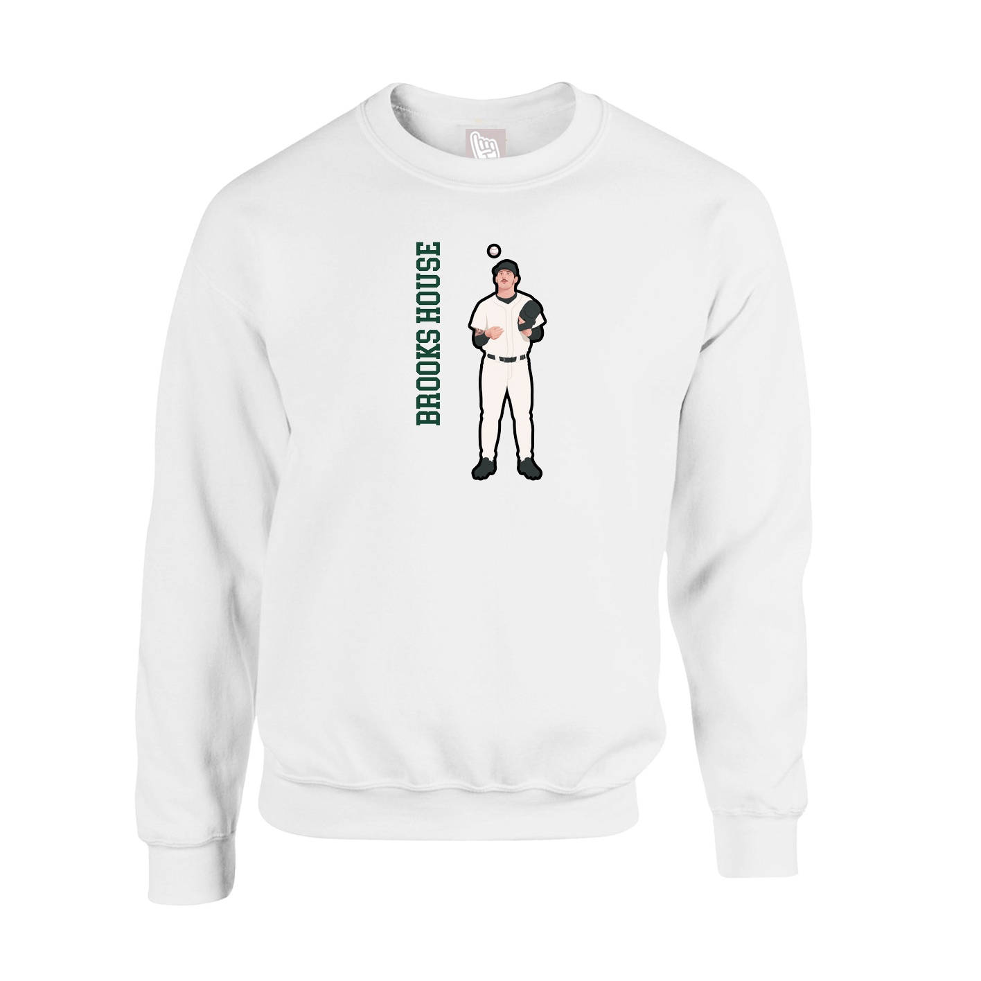Fleece Crew — Name Vertical in White