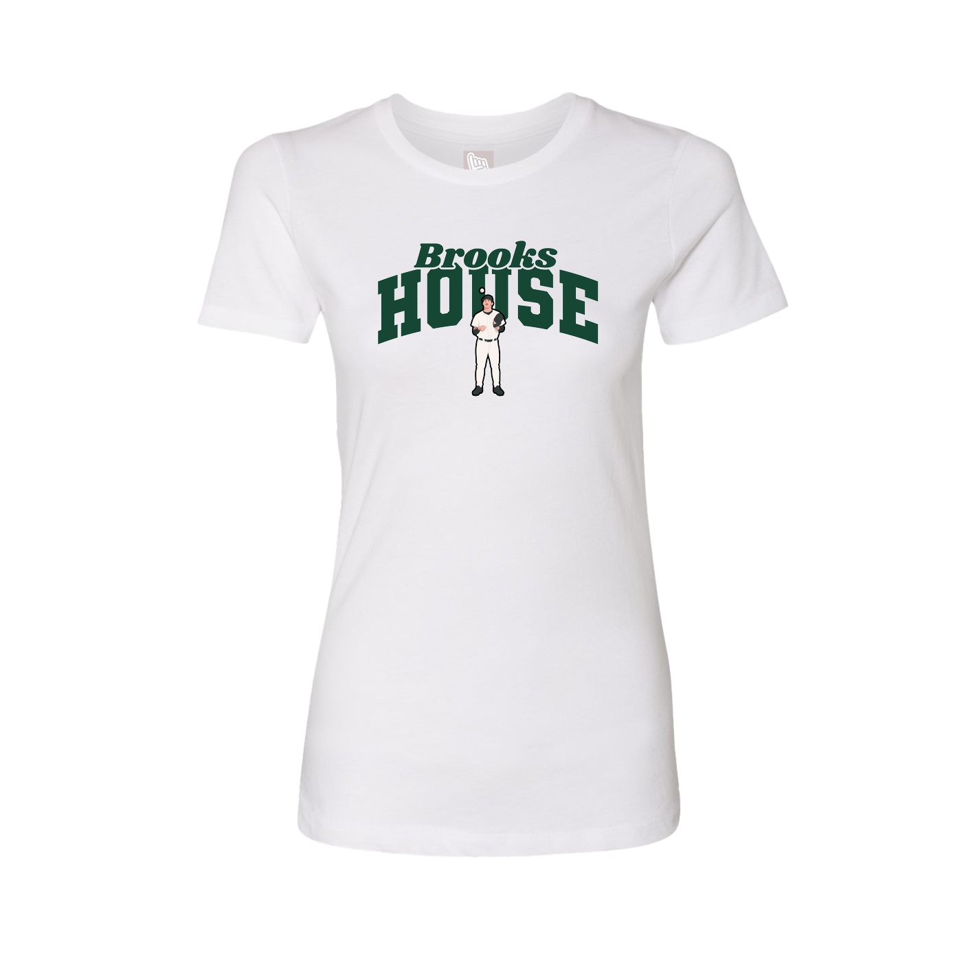 Fitted Women's Tee — Signature Arch in White