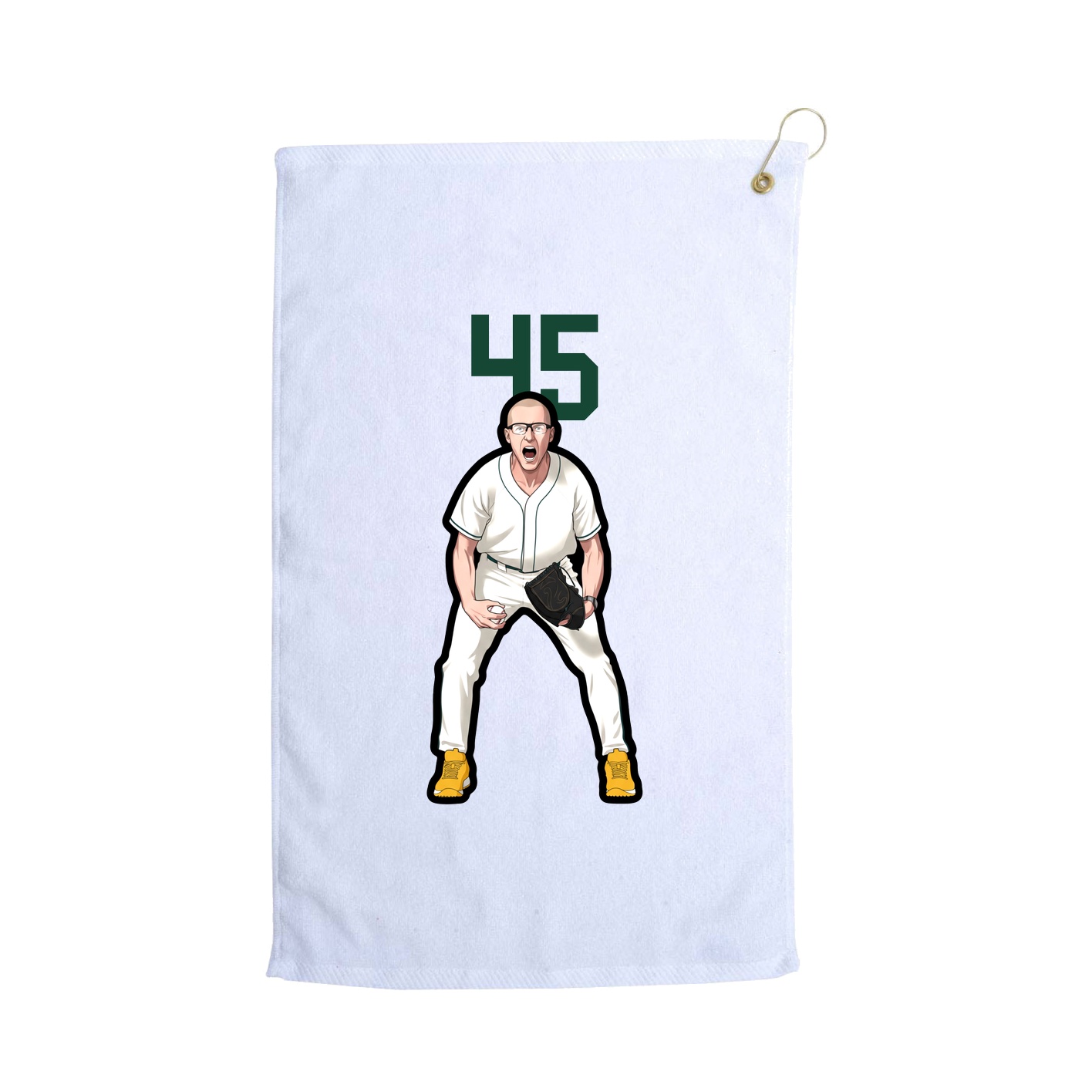 Golf Towel — Number Top in White