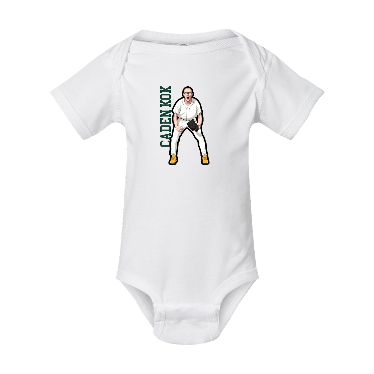 Baby Onesie — Name Vertical in White