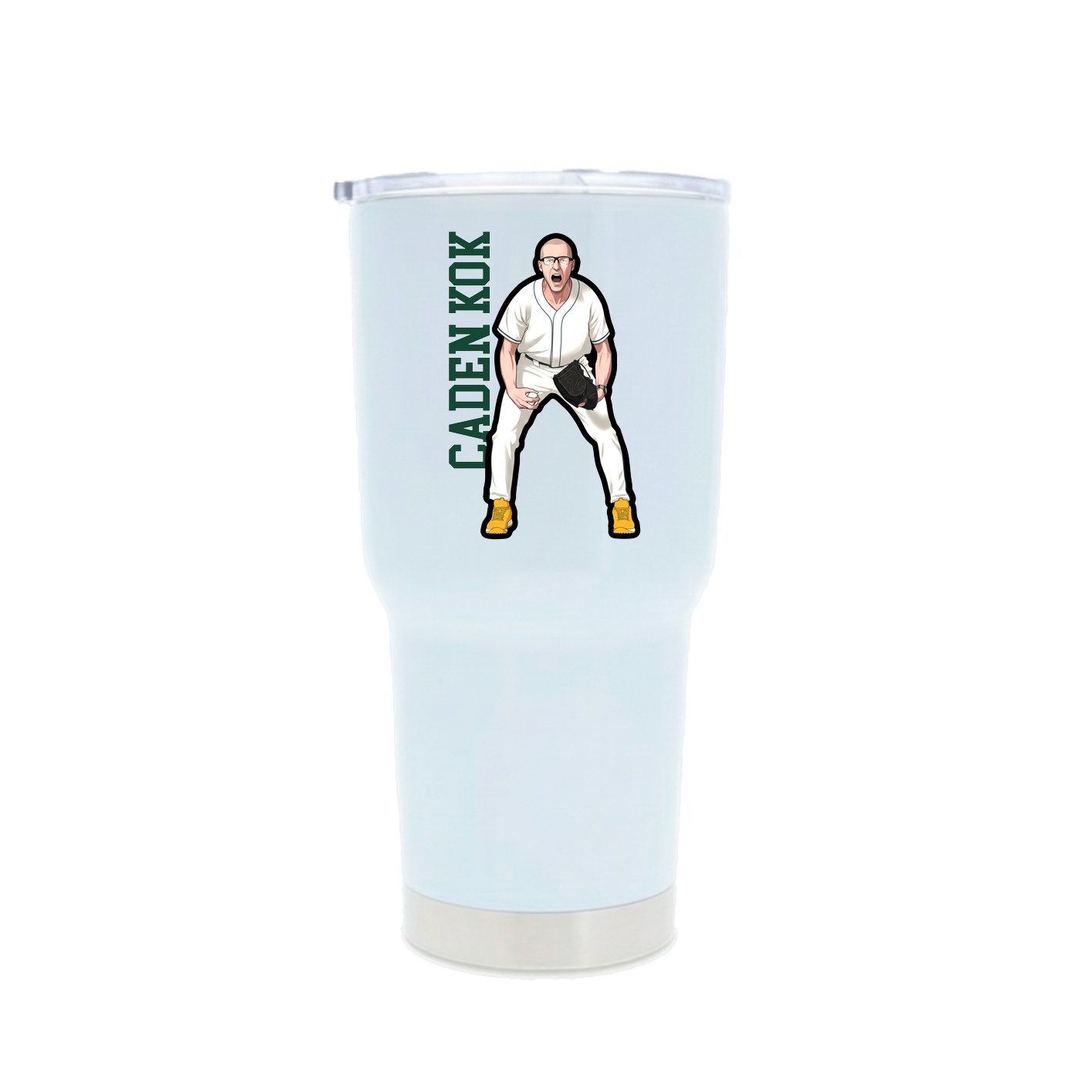 30oz Stainless Steel Tumbler — Name Vertical in White