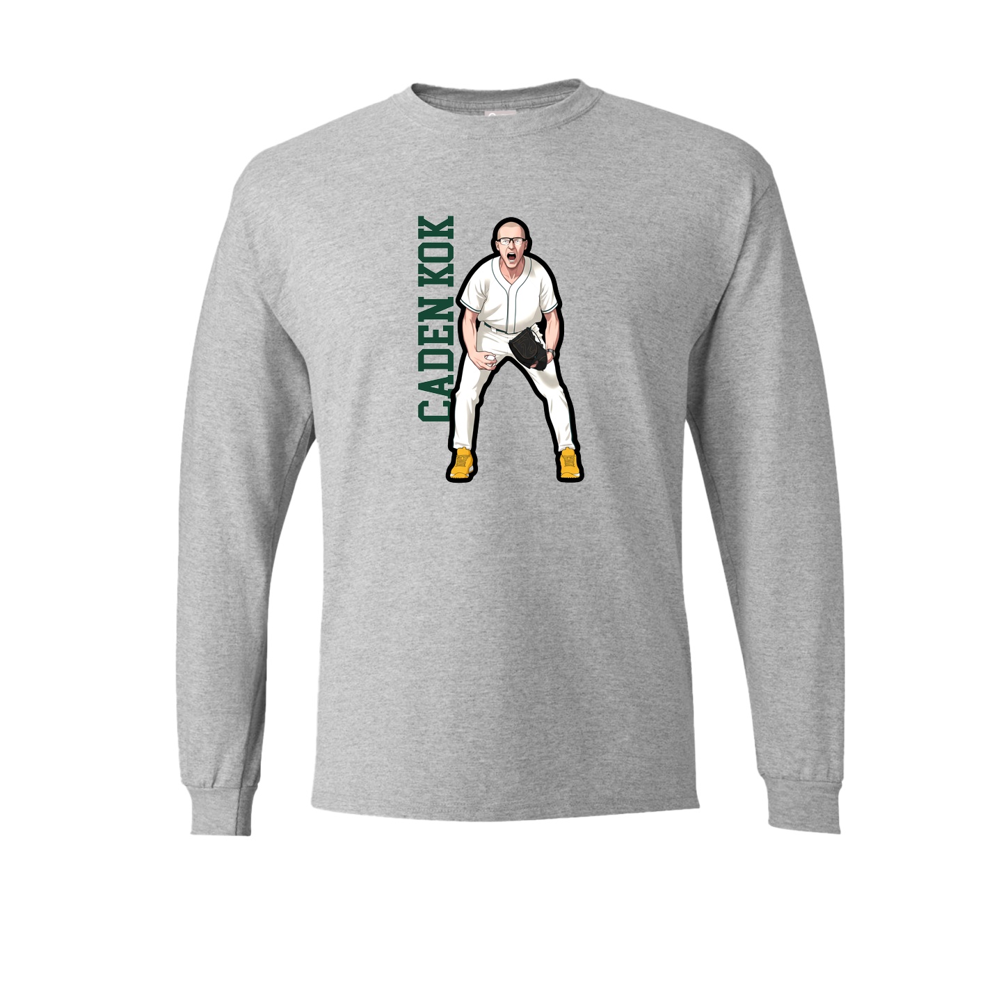 Long Sleeve Tee — Name Vertical in Grey
