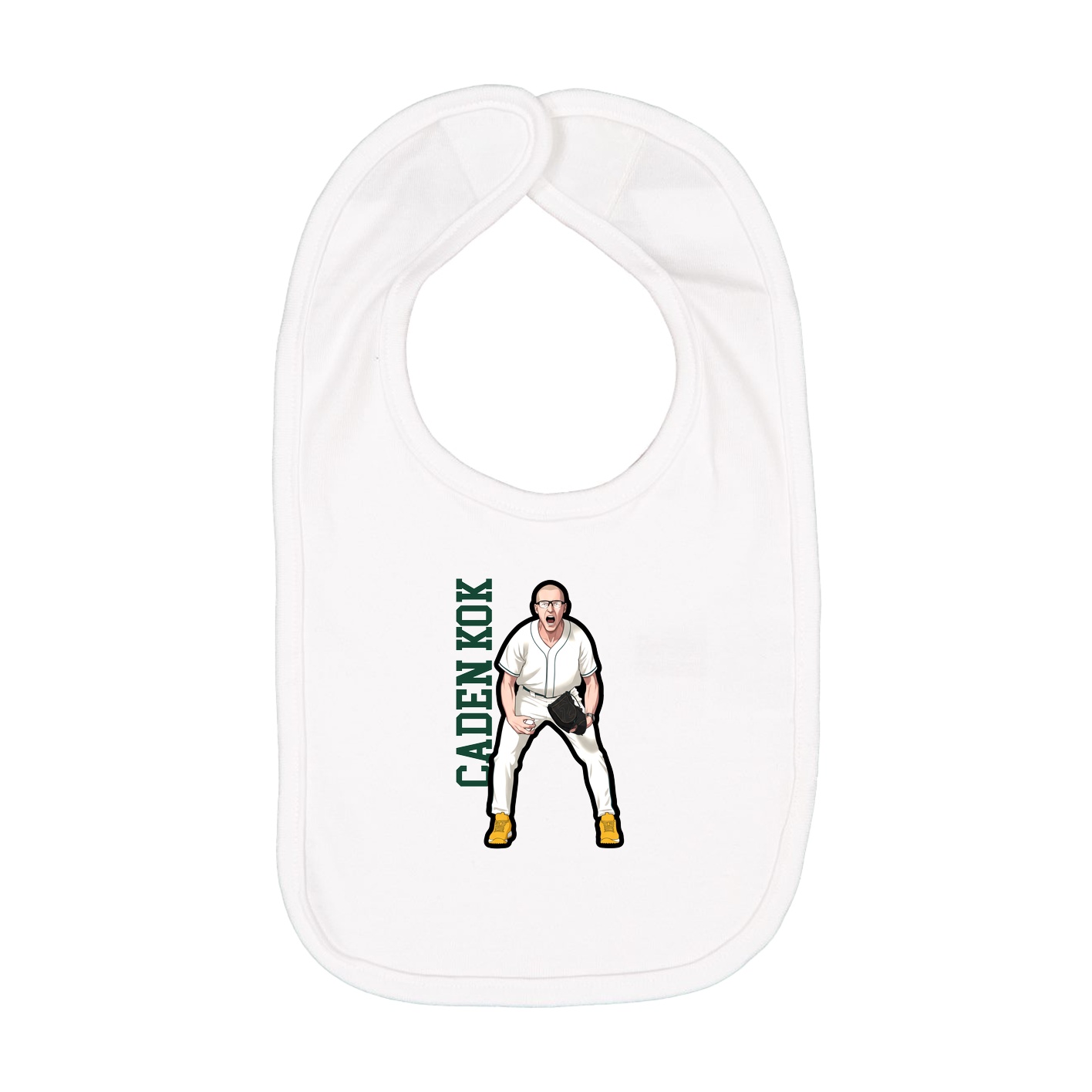 Infant Bib — Name Vertical in White