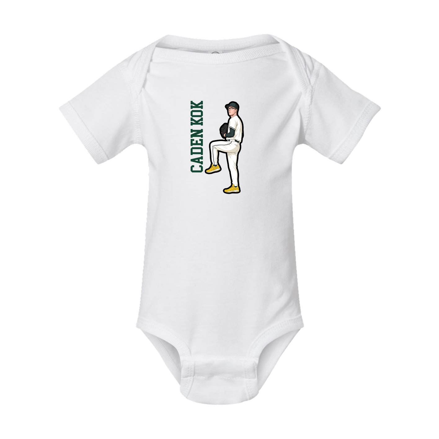 Baby Onesie — Name Vertical in White