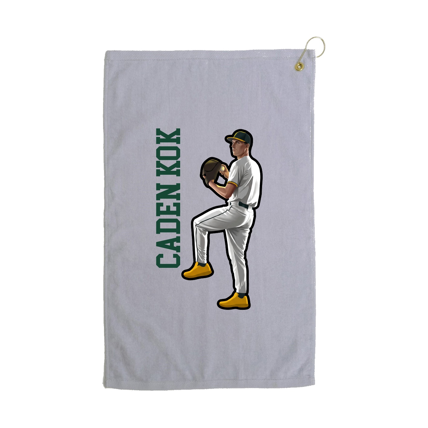 Golf Towel — Name Vertical in Grey