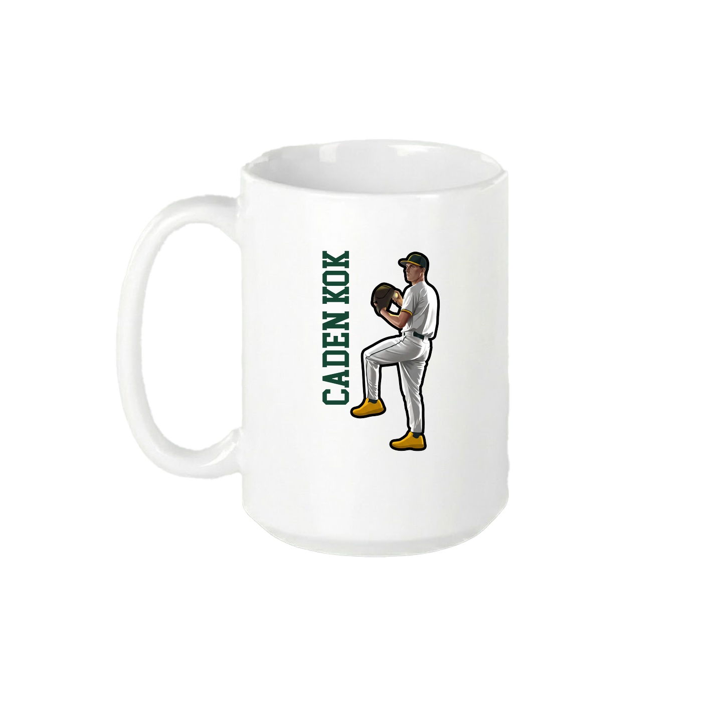 15oz Coffee Mug — Name Vertical in White