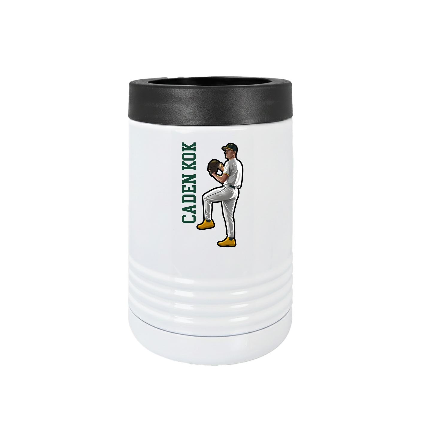 Beverage Holder — Name Vertical in White