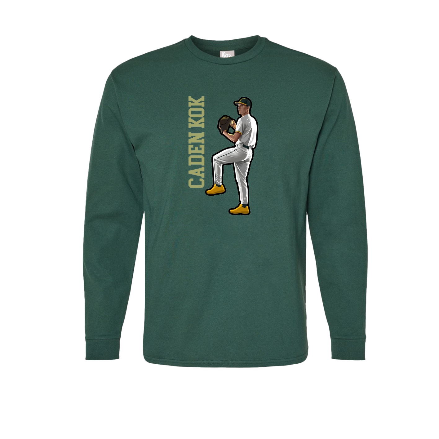 Long Sleeve Tee — Name Vertical in Green