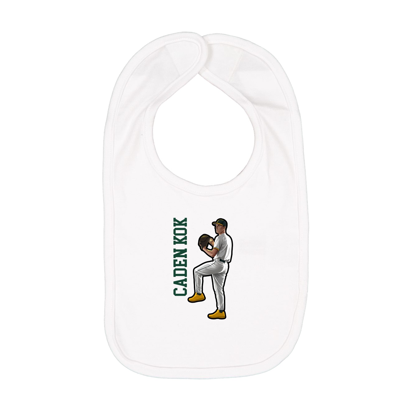 Infant Bib — Name Vertical in White