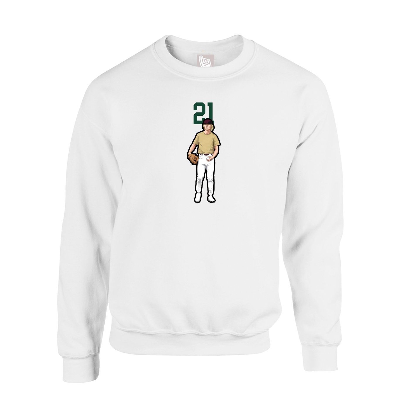 Fleece Crew — Number Top in White