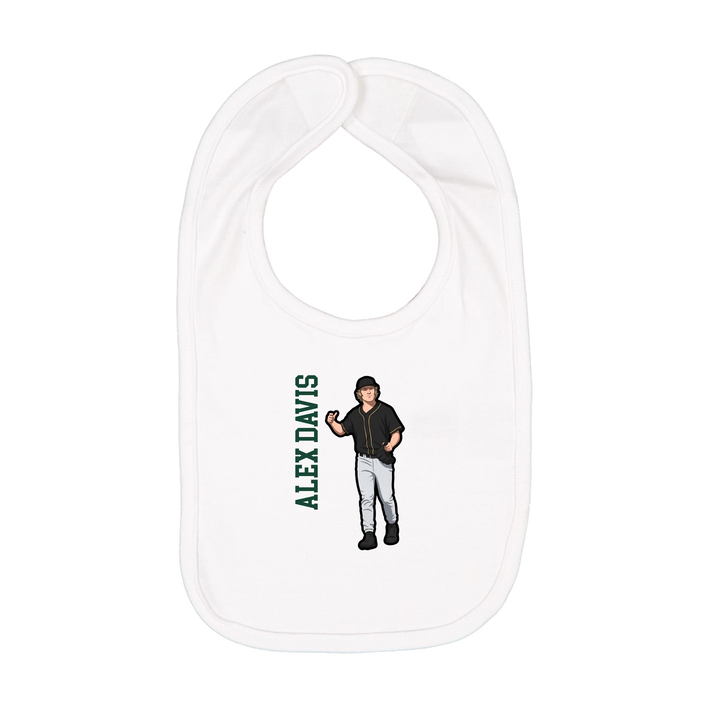 Infant Bib — Name Vertical in White