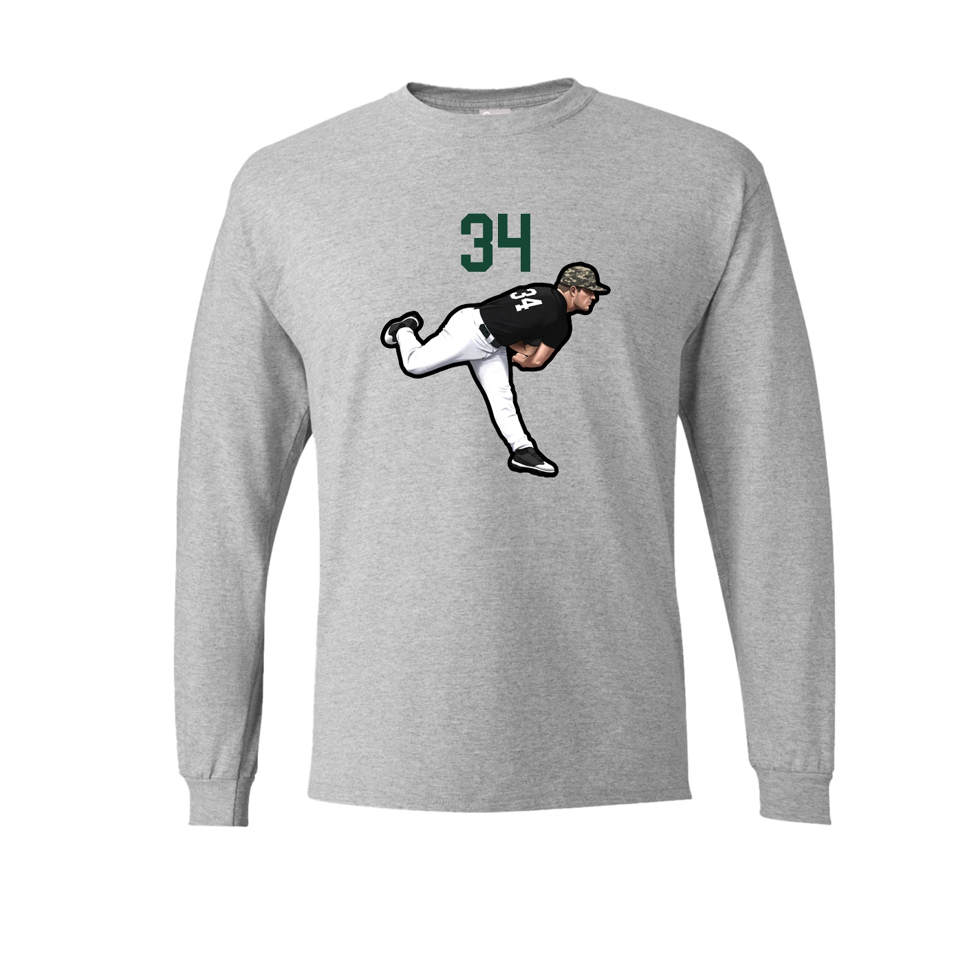 Long Sleeve Tee — Number Top in Grey