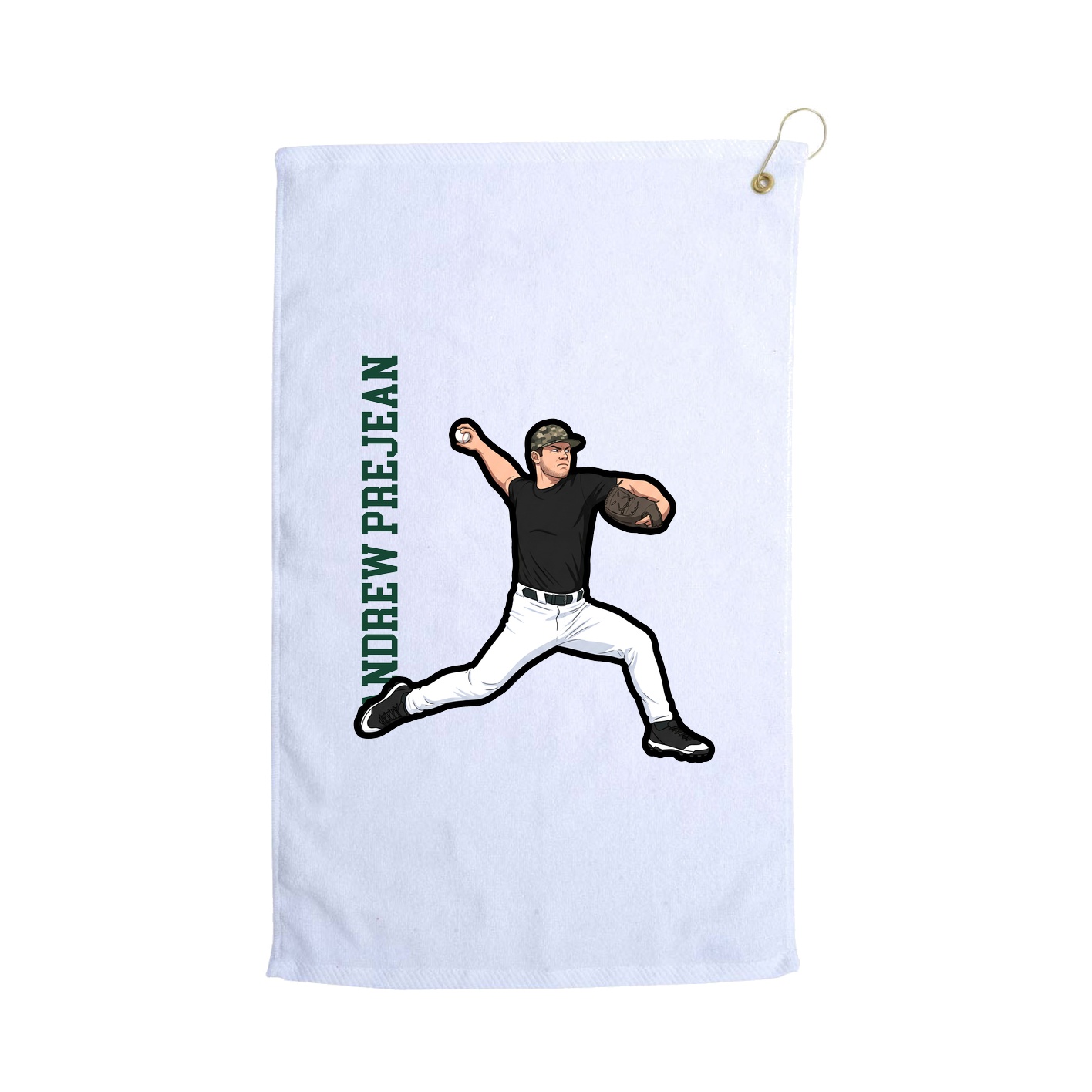 Golf Towel — Name Vertical in White