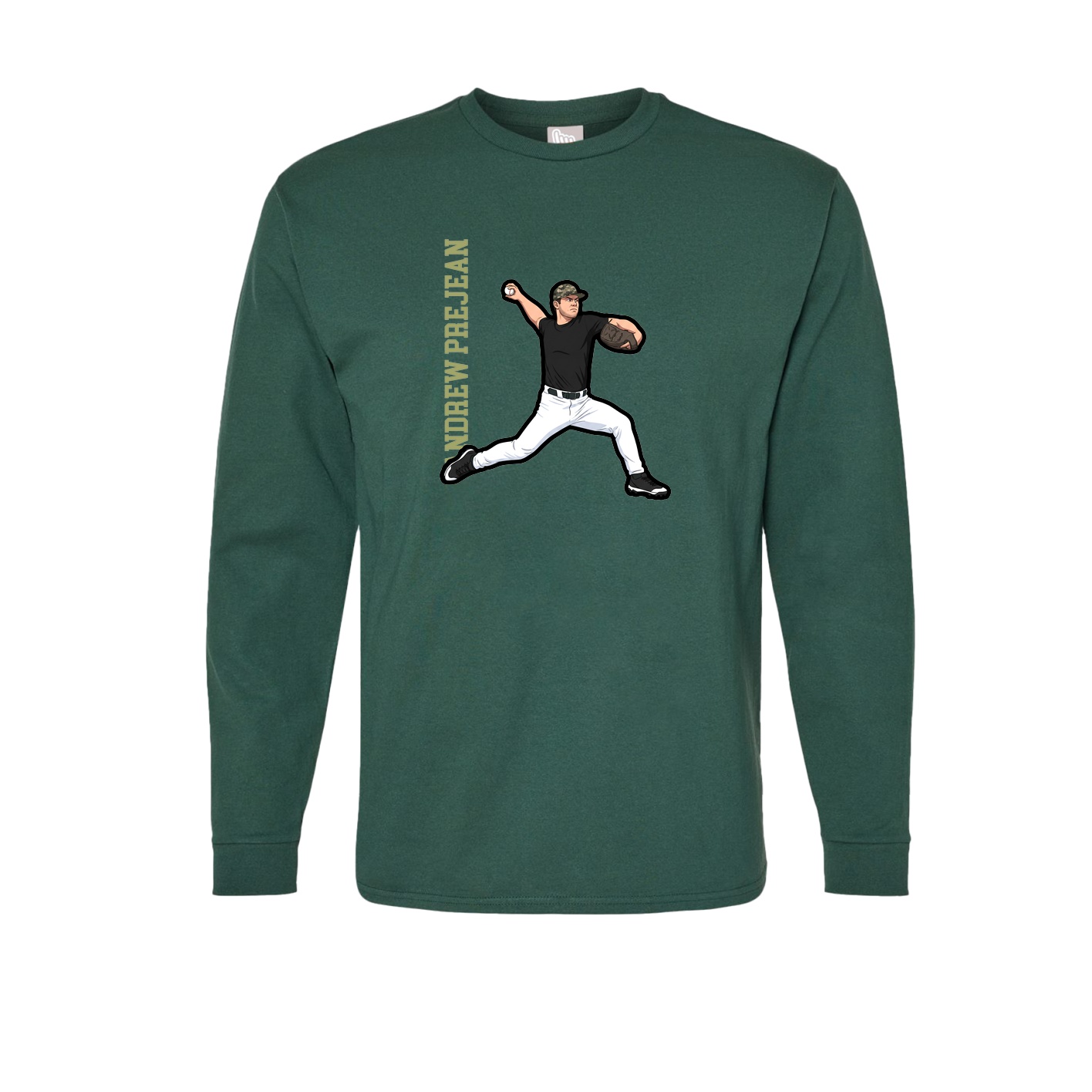 Long Sleeve Tee — Name Vertical in Green