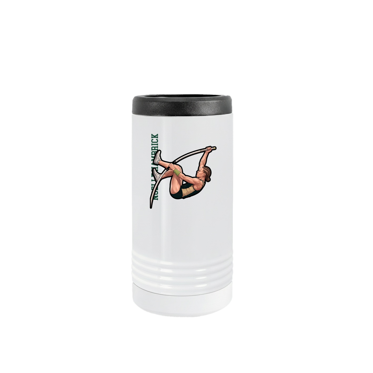 Slim Beverage Holder — Name Vertical in White