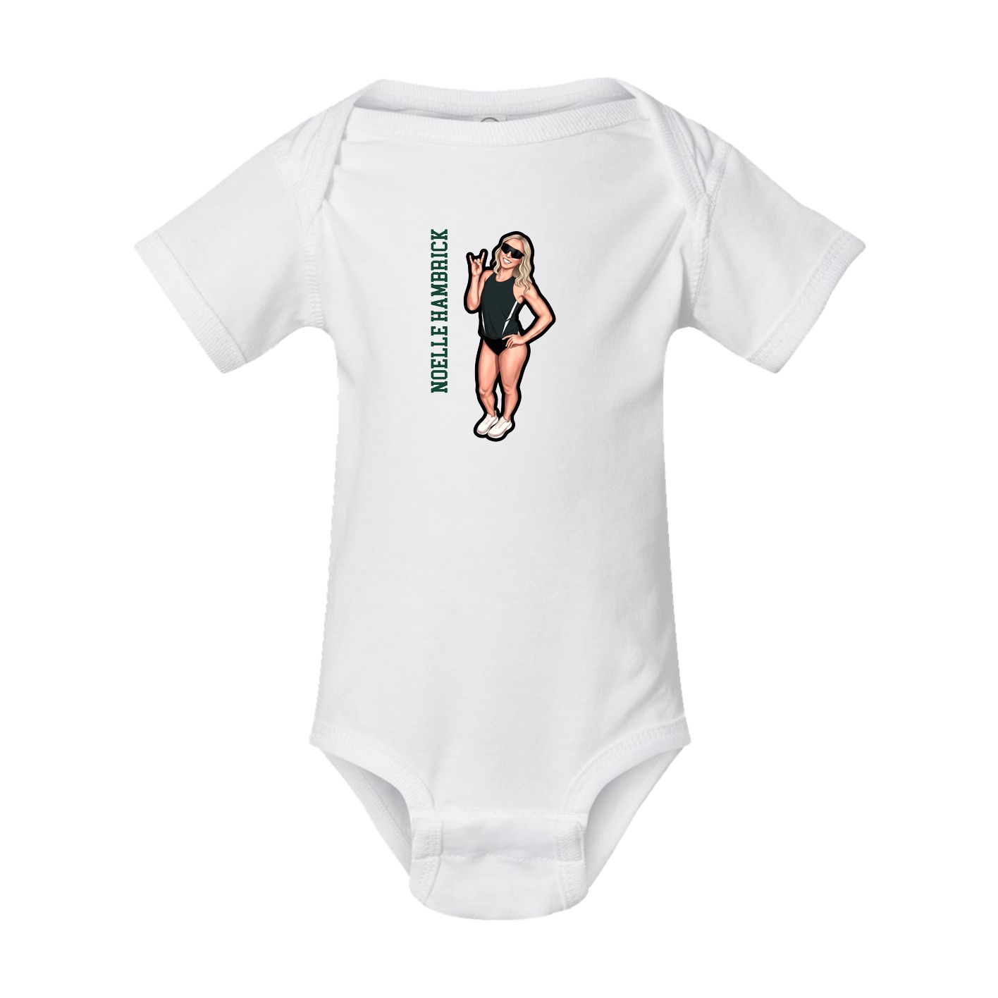 Baby Onesie — Name Vertical in White
