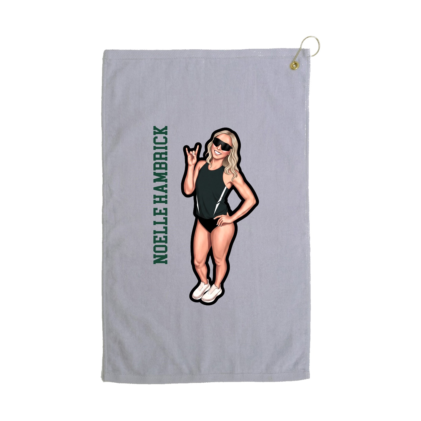Golf Towel — Name Vertical in Grey