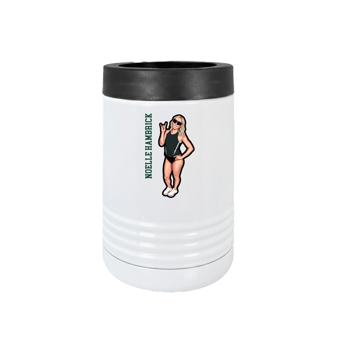 Beverage Holder — Name Vertical in White