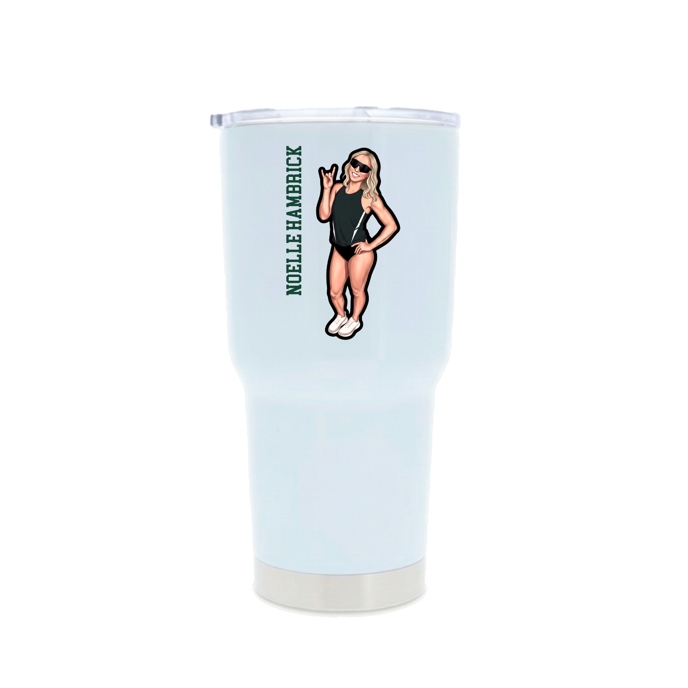 30oz Stainless Steel Tumbler — Name Vertical in White
