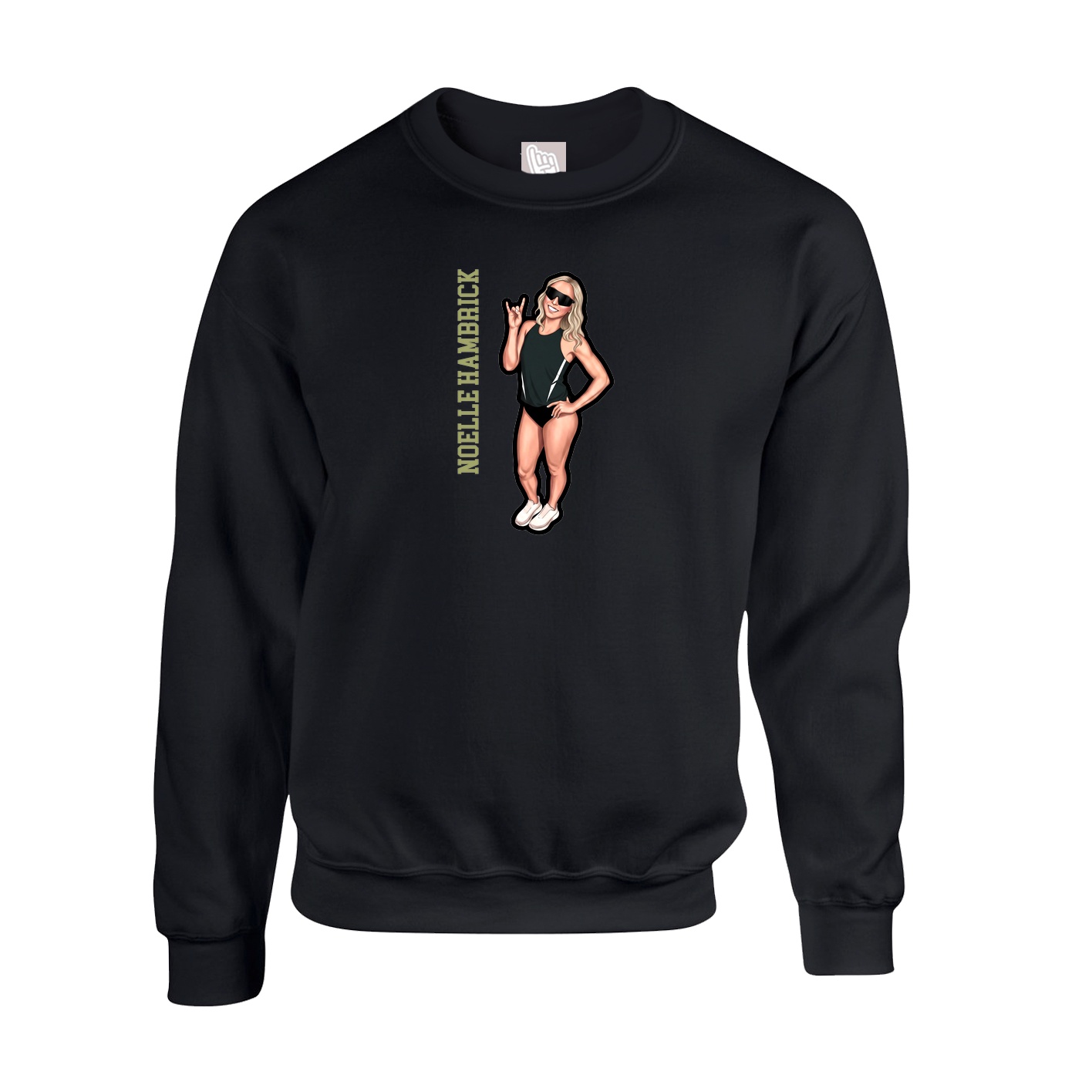 Fleece Crew — Name Vertical in Black