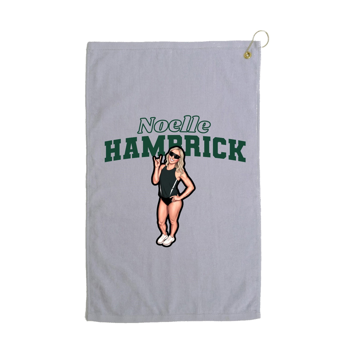 Golf Towel — Name Arch in Grey