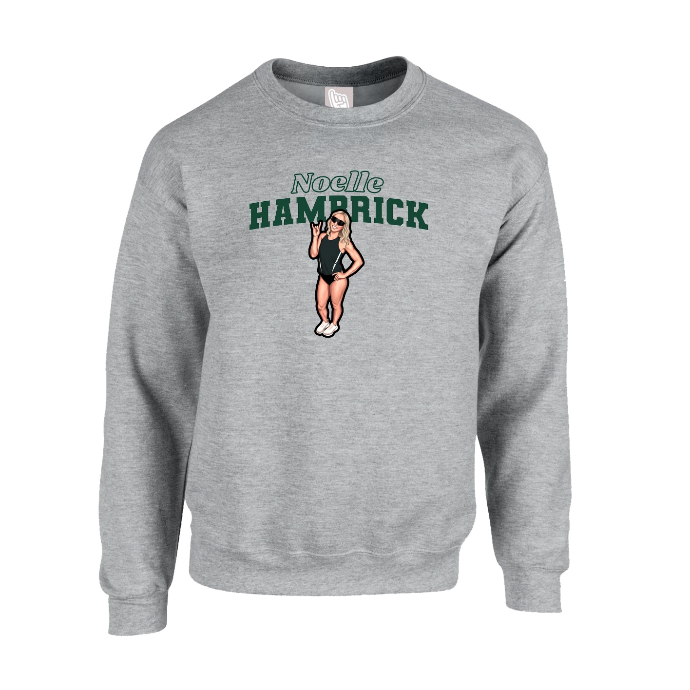 Fleece Crew — Name Arch in Grey