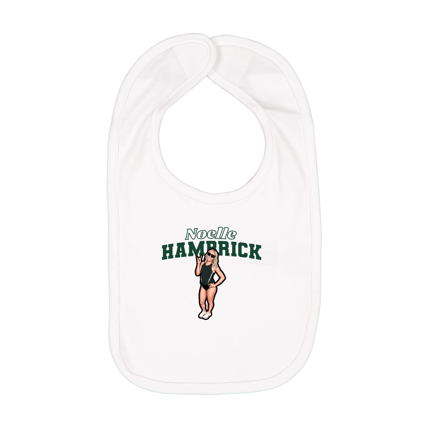 Infant Bib — Name Arch in White