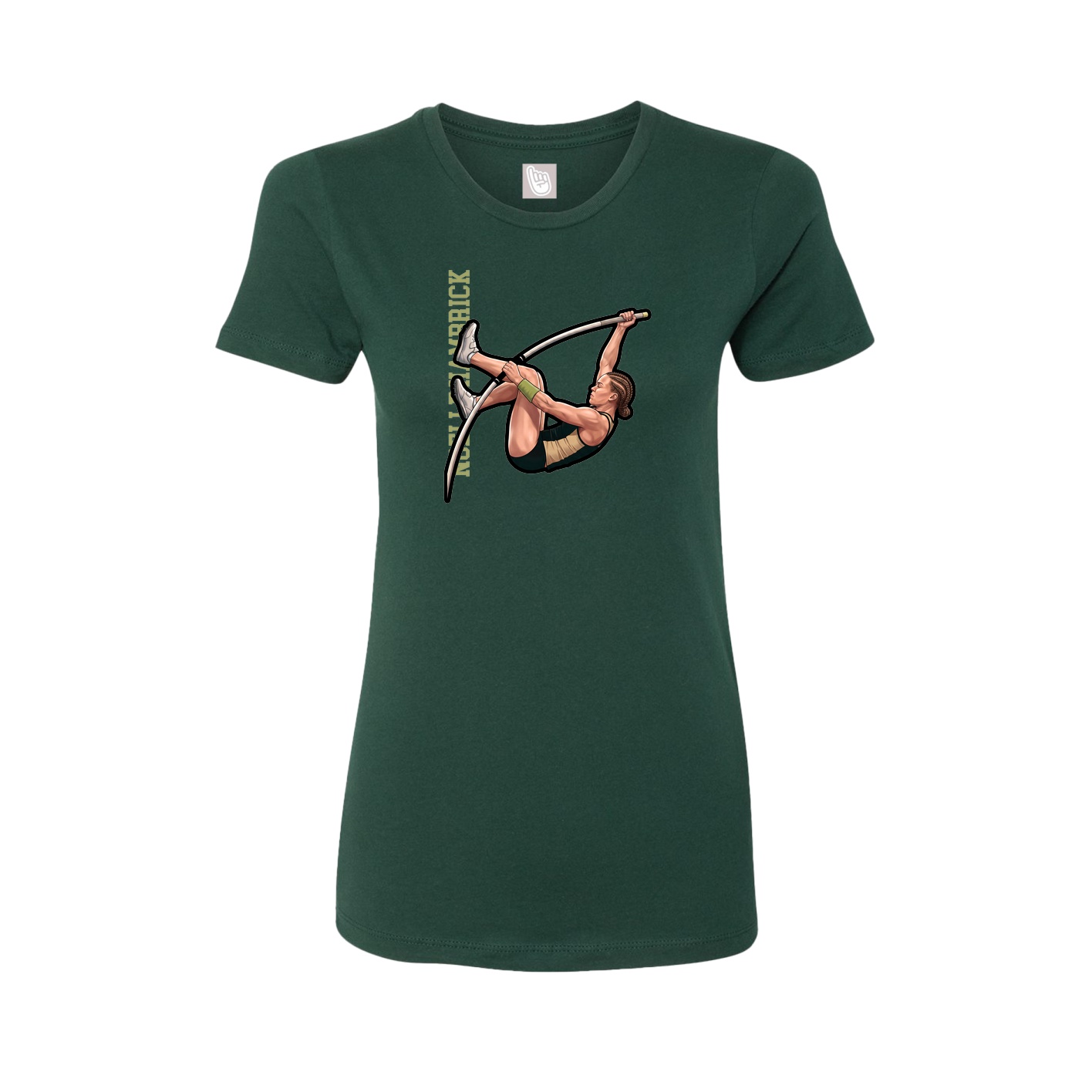 Womens Tee — Name Vertical in Green