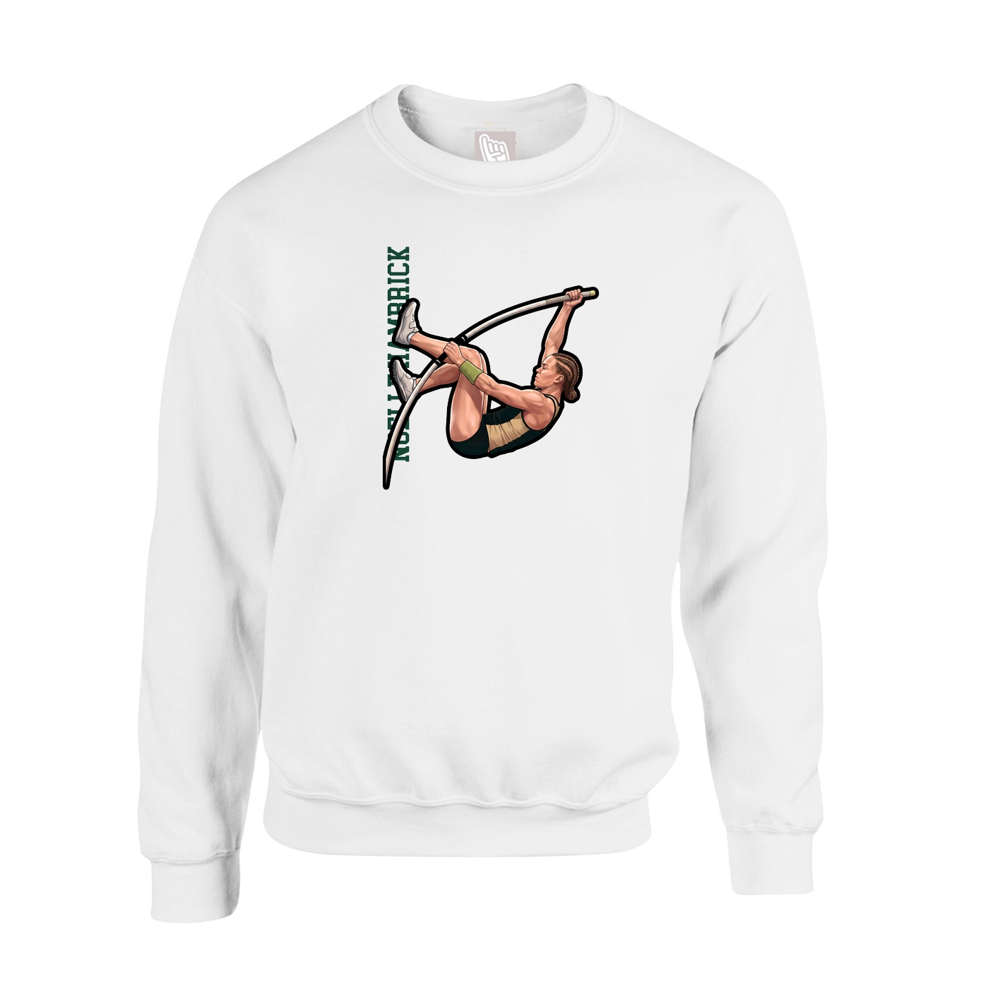 Fleece Crew — Name Vertical in White