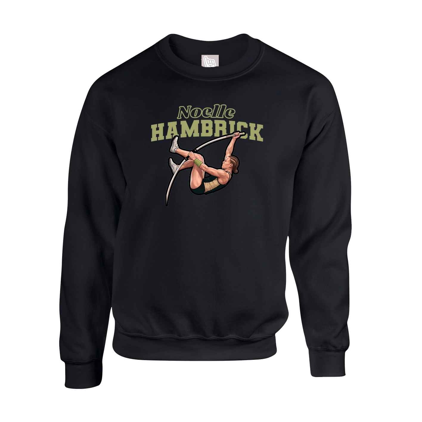 Fleece Crew — Name Arch in Black