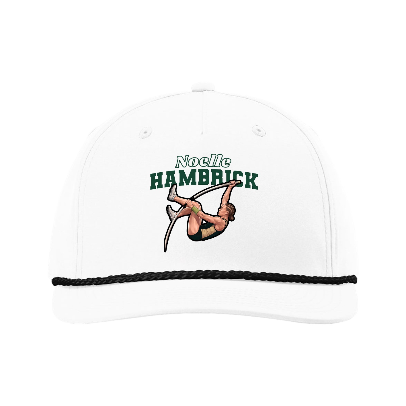 Five-Panel Classic Rope Cap — Name Arch in White