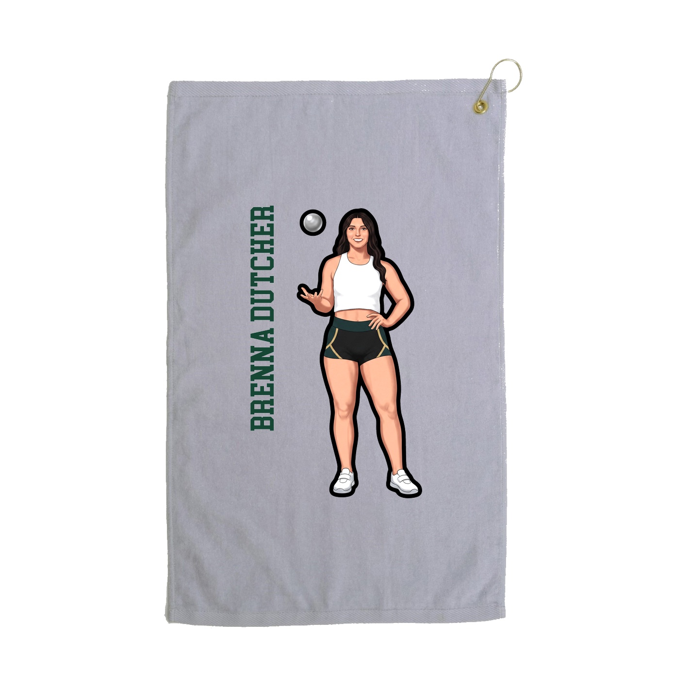 Golf Towel — Name Vertical in Grey