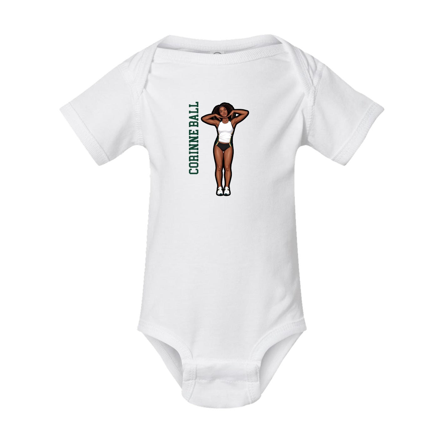 Baby Onesie — Name Vertical in White