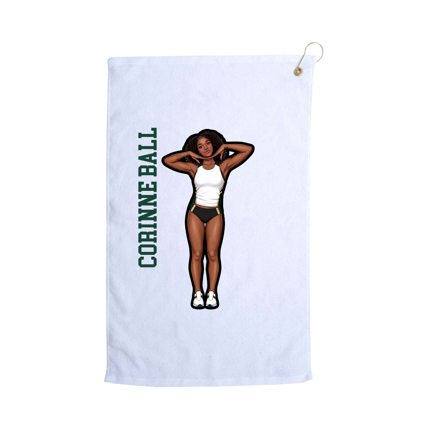Golf Towel — Name Vertical in White