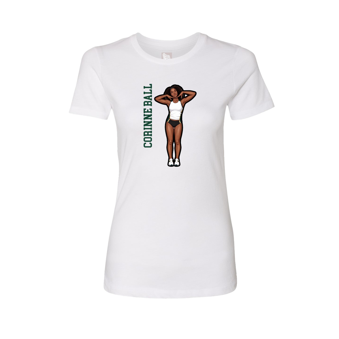 Fitted Women's Tee — Name Vertical in White