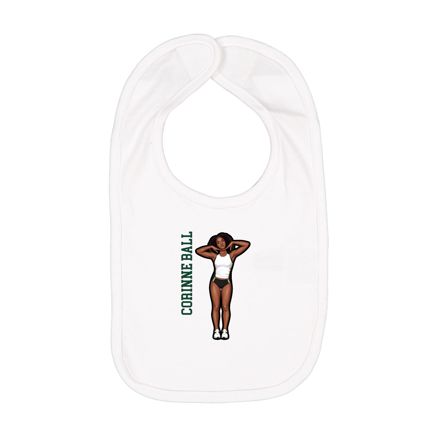 Infant Bib — Name Vertical in White