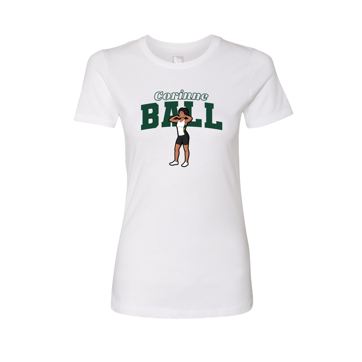 Fitted Women's Tee — Name Arch in White