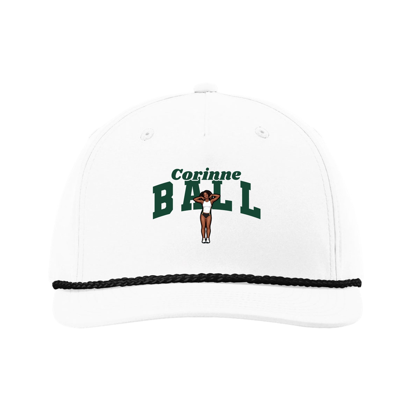 Five-Panel Classic Rope Cap — Signature Arch in White