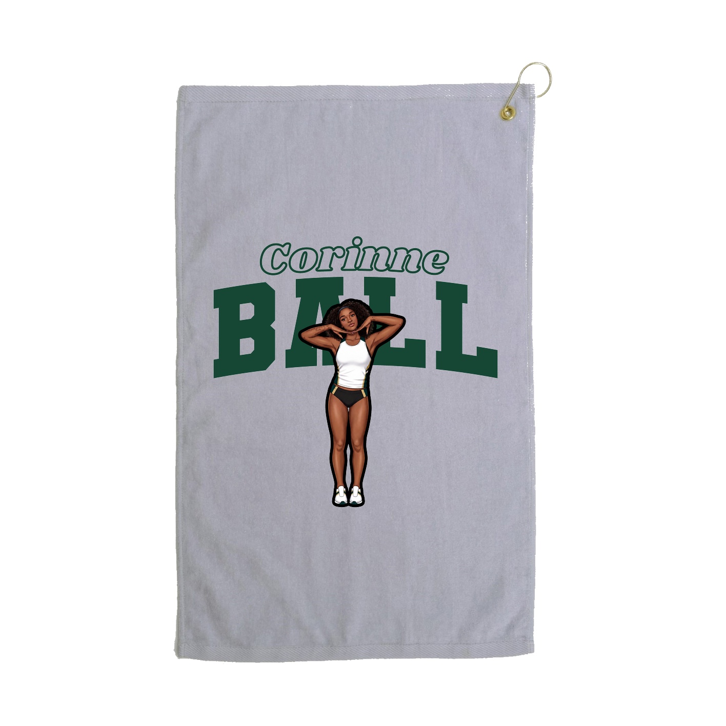 Golf Towel — Name Arch in Grey