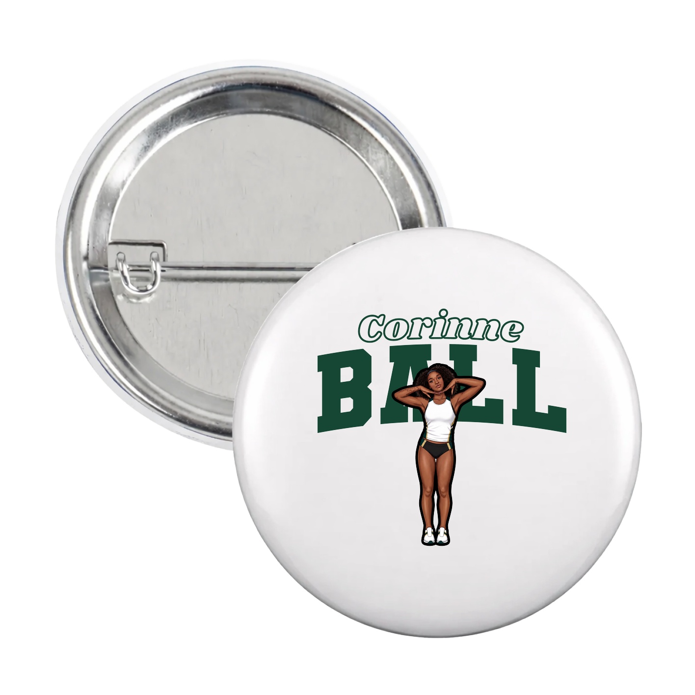 Game Day Button — Name Arch in White